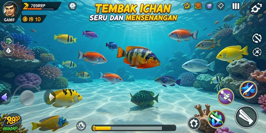 Screenshot menunjukkan gameplay seru menangkap ikan dalam 789RP.