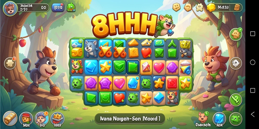 Screenshot menunjukkan gameplay seru dari game Match-3 8HHH.