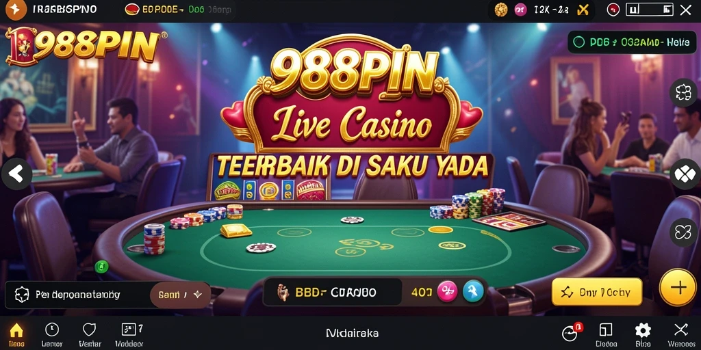 Screenshot gameplay 988SPIN dengan dealer nyata dan suasana bermain yang seru.