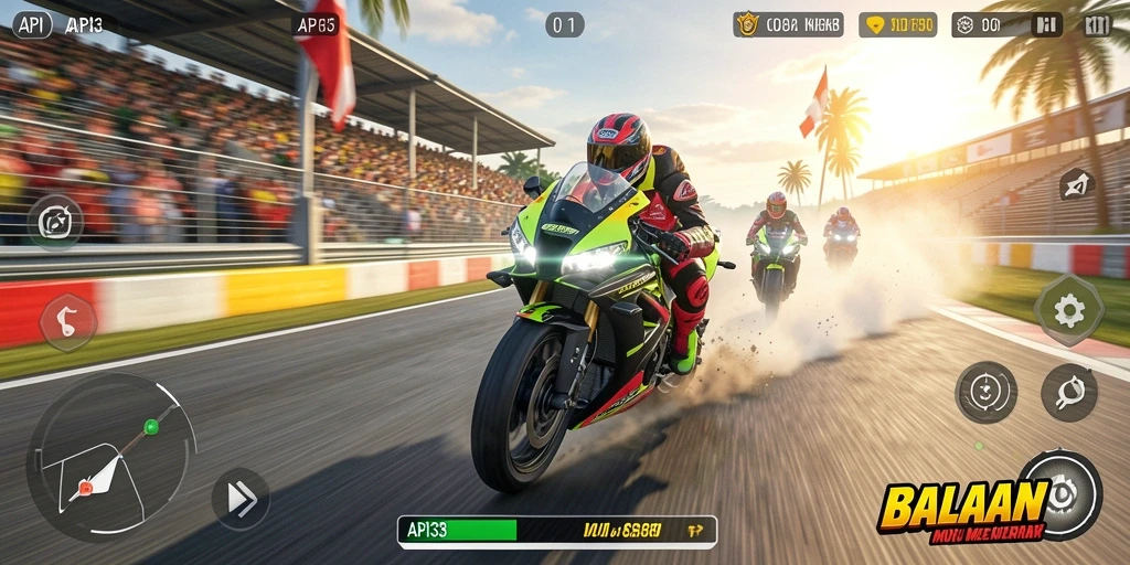 Tampilan game balap motor yang mendebarkan dan seru.