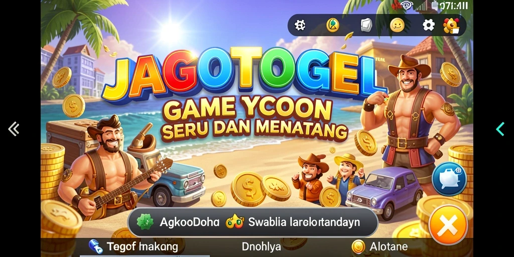 Screenshot utama JAGOTOGEL menampilkan gameplay manajemen bisnis yang menarik.