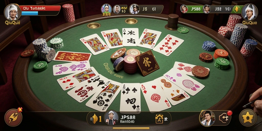 Tampilan menarik dari gameplay QiuQiu JPS88 yang seru.