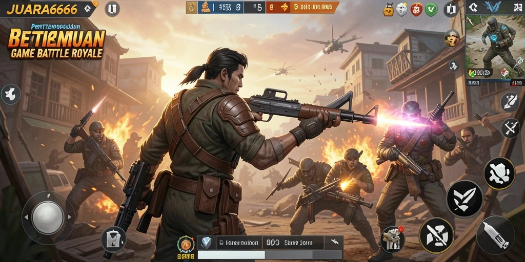 Gameplay mendebarkan dalam pertempuran Battle Royale JUARA666