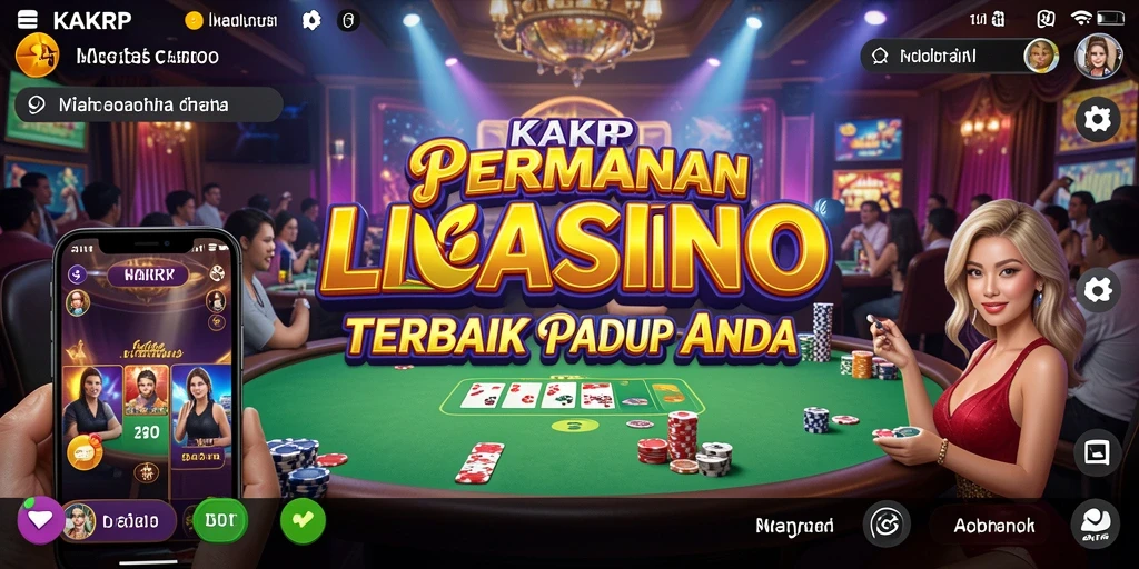Screenshot gameplay KAKRP menampilkan dealer live yang ramah dan interaksi pemain.
