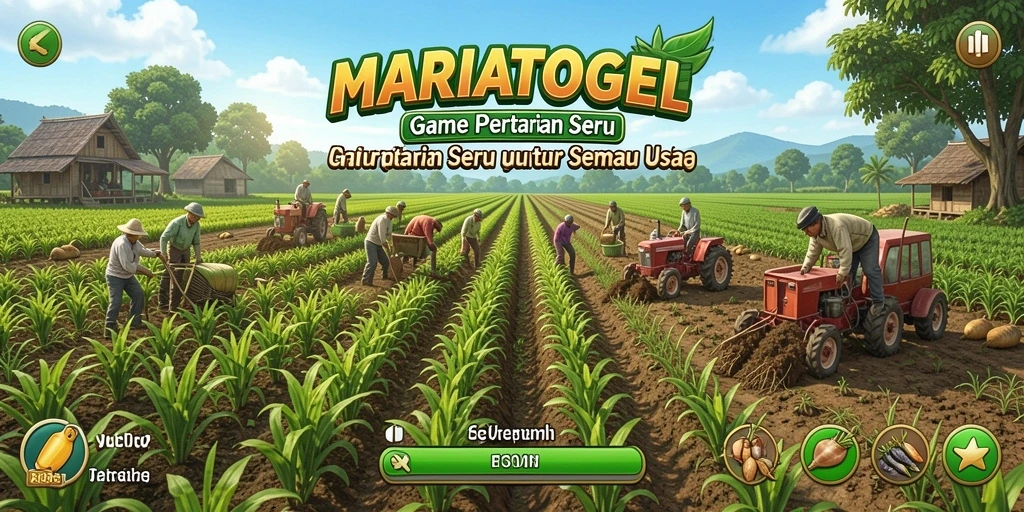 Screenshot gameplay MARIATOGEL menampilkan aktivitas bertani yang menyenangkan.