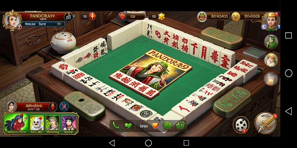 Screenshot PANDORA99 menampilkan gameplay Mahjong yang menarik.