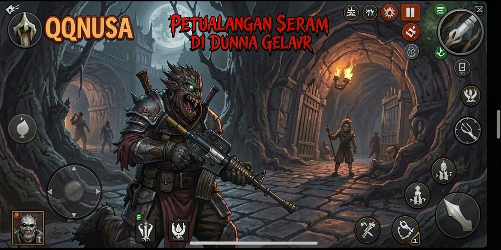 Tangkapan layar menampilkan gameplay mendebarkan di lingkungan yang menyeramkan.