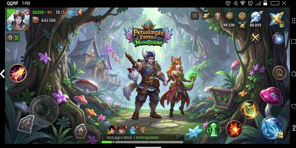 Screenshot menampilkan pertarungan epik di dunia QQRP yang menakjubkan.
