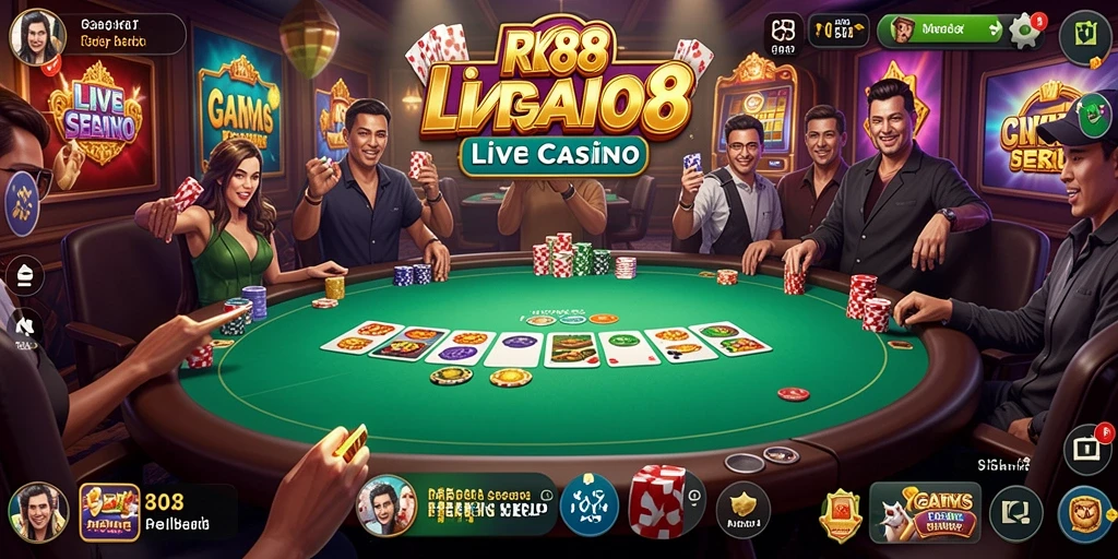 Screenshot RK88 menampilkan dealer profesional dan gameplay Live Casino yang imersif.