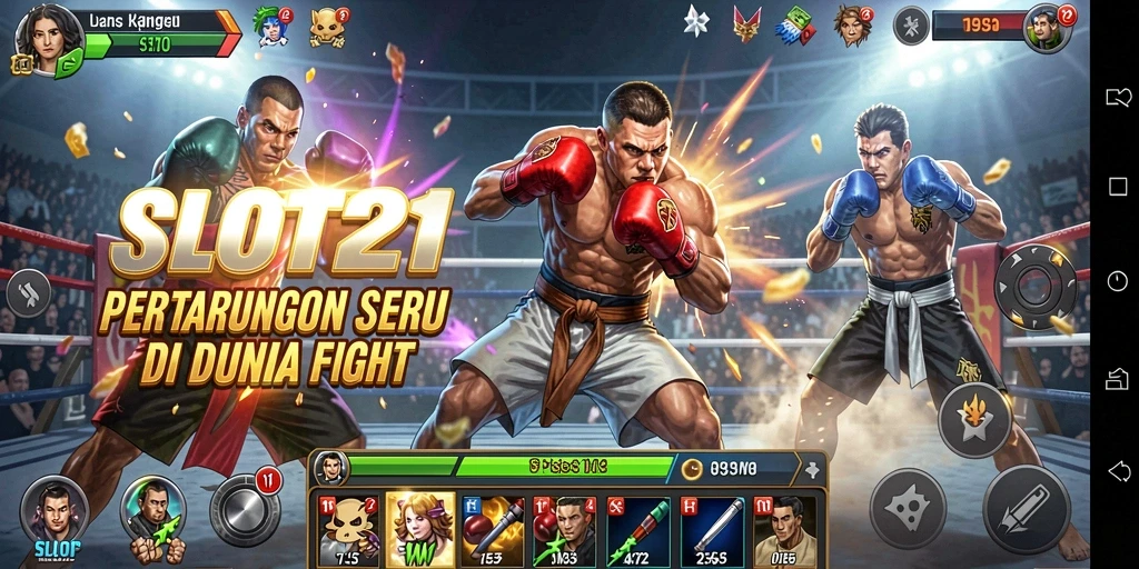 Tangkapan layar dari pertarungan mendebarkan SLOT21 yang menampilkan aksi karakter.