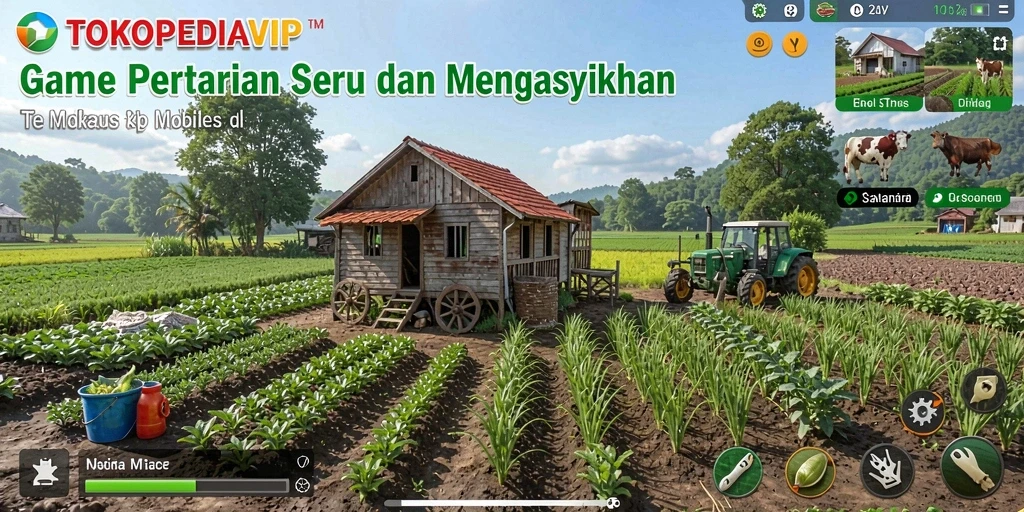 Screenshot gameplay <strong>TOKOPEDIAVIP</strong> menunjukkan aktivitas bertani yang seru dan menantang.